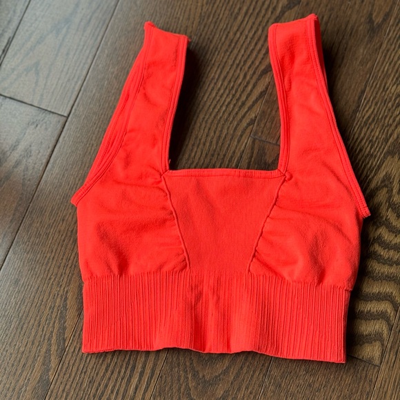 NWOT FP Movement Square Neck Good Karma Bra | Neon orange - Picture 3 of 4